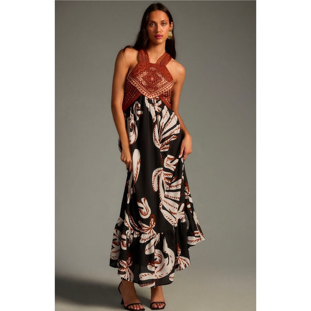 Anthropologie Deco Printed Halter Dress. Size 14. Retails $248 - Picture 2 of 12